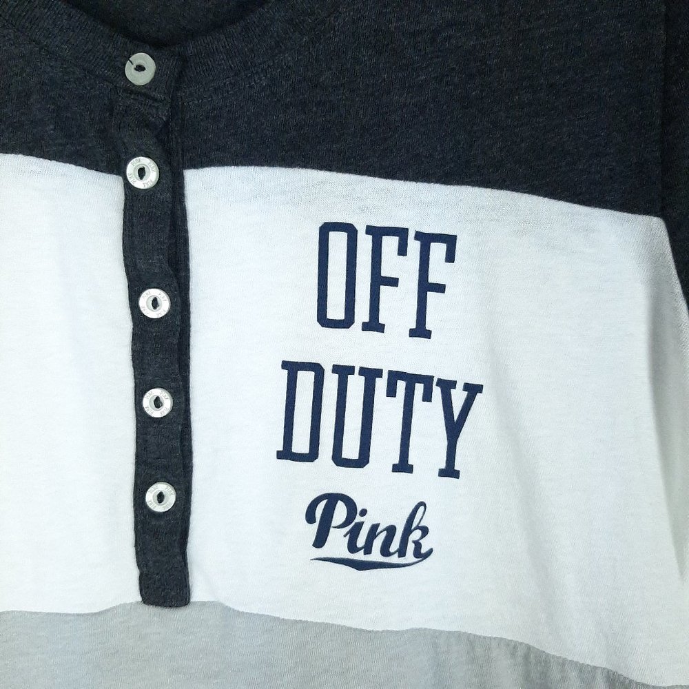 PINK by Victoria Secret Sleep Shirt Colorblock Gray White Small - Picture 3 of 10